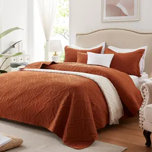 Quilt Set Full、Queen、 King、California King Size 2/3 Pieces, Lightweight Burnt Orange、Oliv Green Bedspread, Soft Microfiber Summer Quilt, Luxurious Warm Coverlet Sets for All Seasons