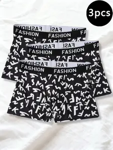 Men's Print Boyshorts, Casual Slim-Fit, All-Season Comfort, Breathable Sportswear, 3-Pack, Daily Outdoor Training