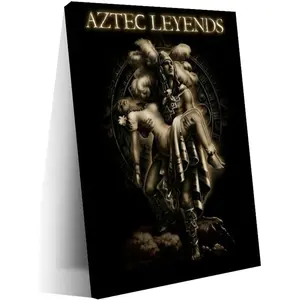 Aztec King And Chicano Woman Portrait Poster 5 Canvas Art Wall Printing Office Bedroom Aesthetic Living Room24x36inch(60x90cm) Frame-style