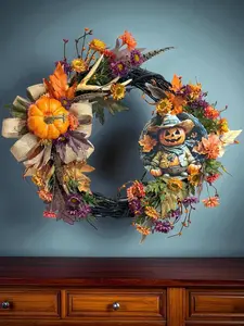 Rustic Halloween Fall Wreath  Country Style Primitive Halloween Wreath