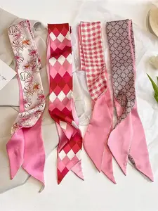 4pcs Hairbands Set for Girls, Vintage Butterfly Knot Design, Narrow Silk Ribbons, Perfect for Women & Teenagers, Hair Accessories Set