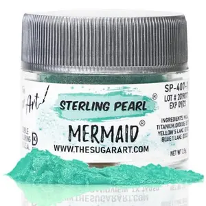 The Sugar Art - Sterling Pearl - Edible Shimmer Powder For Decorating Cakes, Cupcakes, Cake Pops, & More - Dust on Shine & Luster to Sweets - Kosher, Food-Grade Coloring - Mermaid - 2.5 grams