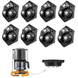8 Pack Countertop Appliance Sliders, Self Adhesive Kitchen Appliance Rollers for Coffee Maker, Air Fryer, Stand Mixer, Blender - 360° Rotating Mini Sticky Wheels with Stainless Steel Balls -Black