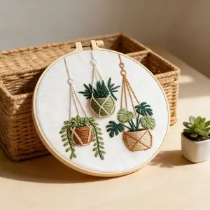 Embroidery Supplies Plant Printed Canvas DIY Crafting Material Pack Cross Stitch Kit Starter Kit For Beginners Home Decoration