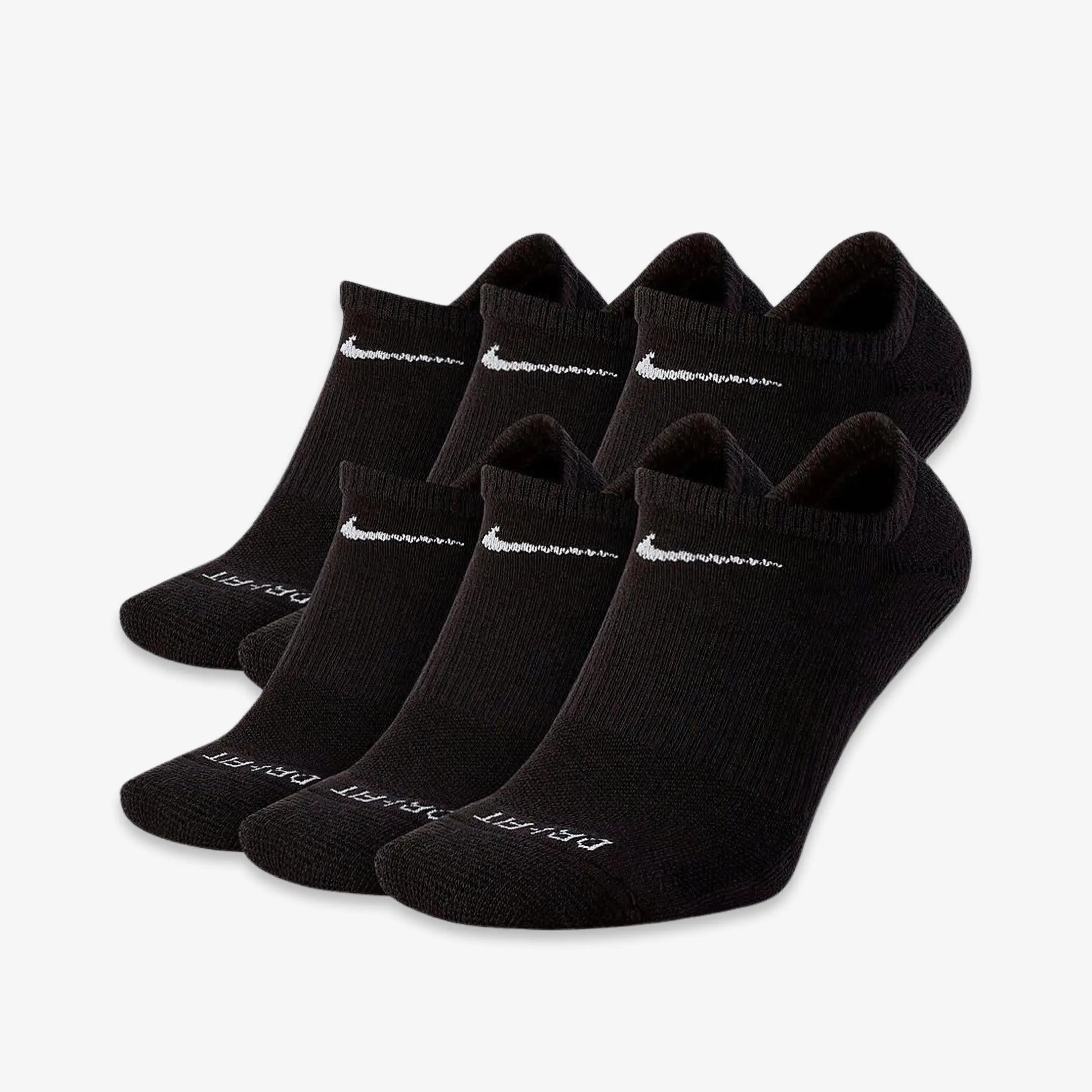 Nike Dri-FIT Everyday Plus Cushioned Training No-Show Socks (6 Pack) Black