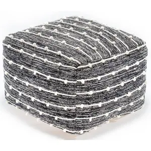 Penelope Pouf Ottoman Black/Ivory - Anji Mountain