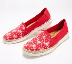 Clarks Collection Embroidered Canvas Slip-Ons - Elaina Harbor