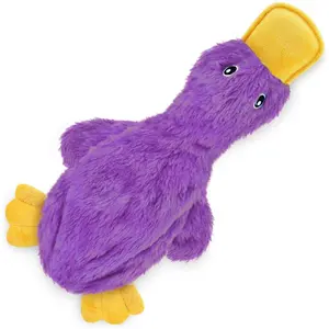 Crinkle Dog Toy - No Stuffing Duck with Soft Squeaker Plush No Mess Chew and Play