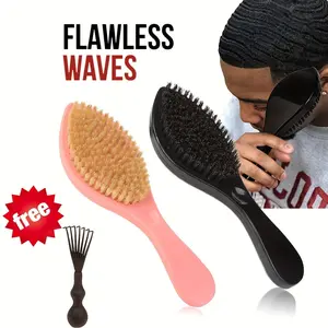360-Degree Curling Brush - Black & Pink Two-Tone, Firm Bristle Brush Head with ABS Handle, specifically designed for creating 360-degree curls. Features reinforced nylon bristles, perfect as a New Year gift.