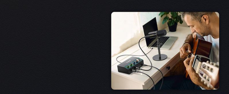 TONOR TX510 2O2 Audio Interface for Recording, USB Audio Mixer for Podcasting, 2 XLR & 6.35mm Channel Sound Board with RGB