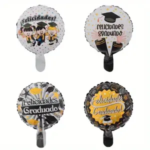 12pcs Spanish 10-Inch Graduation Party Balloons, Indoor Decoration, Round Shape, Aluminum Film, Graduation Ceremony Theme Party Setup, Balloon Garland