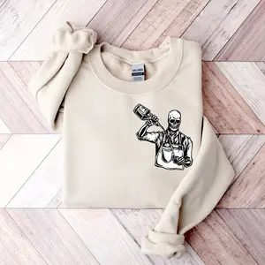 Skeleton Bartender Sweatshirt, Bartender Gift, Drinking Shirt, Halloween Work Sweatshirt, Spooky