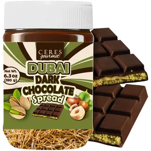 Dubai Chocolate Spread, Dark Chocolate 6.35 oz Jar – Gourmet Chocolate Filling & Pistachio with Kataifi, Dubai Dip, Smooth Spreadable Dessert Experience