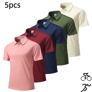 Men’s 5-Pack Polo Shirts — Light & Dark Color Options, Versatile, Breathable Quick-Dry Polo Tops Suitable for Golf Training, Sports Fitness, Office Commuting, and Everyday Casual Wear