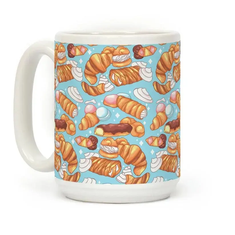Penis Pastries Pattern Coffee Mug, 11 oz or 15 oz Ceramic Drinkware with Large Handles, Printed in the USA
