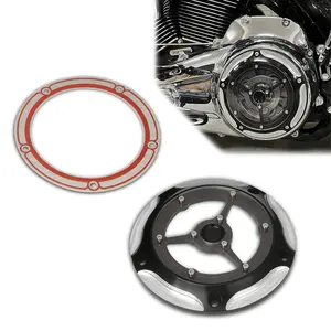 Edge CNC Cut Clarity 5 Hole Derby Cover for Harley Big Twin Softail Fatboy FLSTF FLSTC Roadking FLHR Street Glide FLHX 06-15 6061 T6 Aluminum High Temperature Resistant PC Transparent Glass Board Easy Installation