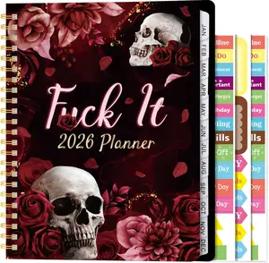2026 A4 Planner -  It 2026 Weekly and Monthly Planner Dark Romance Writing Notebooks, Jan. 2026 - Dec. 2026, Hardcover Calendar with Tabs Stickers  Pocket -Wire Binding