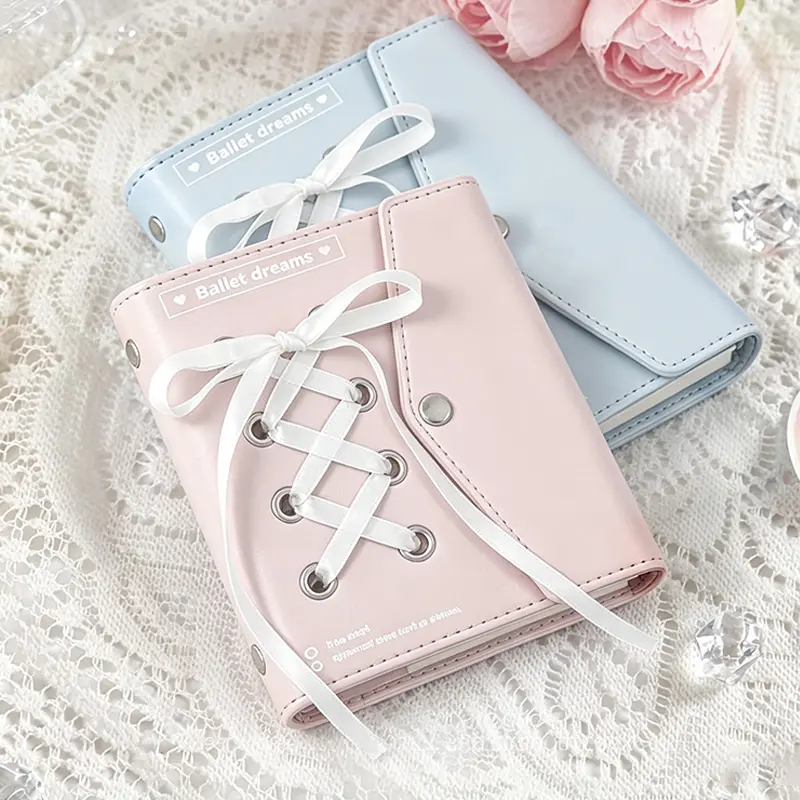 PU Leather Envelope Notebook Planner - Mini Binder with Snap Button, Pastels, 72 Sheets, Portable for Scrapbooking, Aesthetic Home/Stationery Accessory, Perfect Study Supply Gift for Students & Stationery Lovers, Soft Pu
