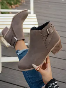 Women's Vintage Short Boots, Thick Sole Design, Anti-Slip Sole, Height Increasing, Spring & Easter, Fashion Versatile