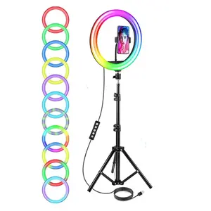 12” rgb color mode Selfie Ring Light with 63” Extendable flexible Tripod Stand, LED Light with Phone Holder for Video Recording/Makeup/Content Creator (YouTube/TikTok/Twitch), Phone, Camera#SummerWins#Fathersday# spring break