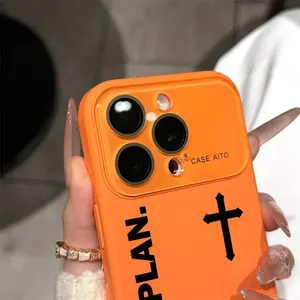 Christian Isaiah God's Plan Cross-Design Dopamine Ins Style Solid Color Handheld Cell Phone Protector Case, Skin-Friendly Touch, All-Inclusive Camera Protection, Accessories Cover for iPhone 12,13,14,15,16,17