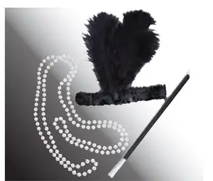 Black/White Flapper Set - 1920's - 3-Piece - Costume Accessory - One Size