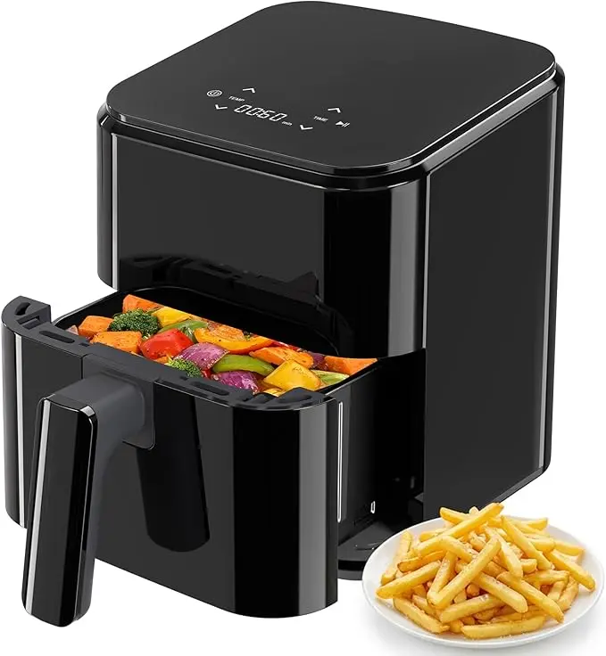3 Quart Air Fryer For Healthier Meals At Home Uses Little Oil Reaches 400 F Fast And Even Heating Dishwasher Safe Basket  5 Degree Fine Temp Adjust From 160 To 400 F Auto Shut Off And Overheat Protection