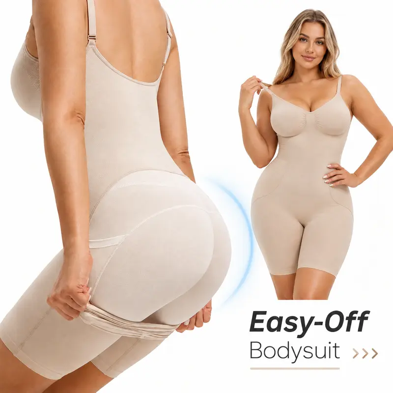 Cotrasen Easy-off Shapewear Back Pull-Down Tummy Control Bodysuit Plus Size Fajas Colombianas for Women Seamless Waist Trainer