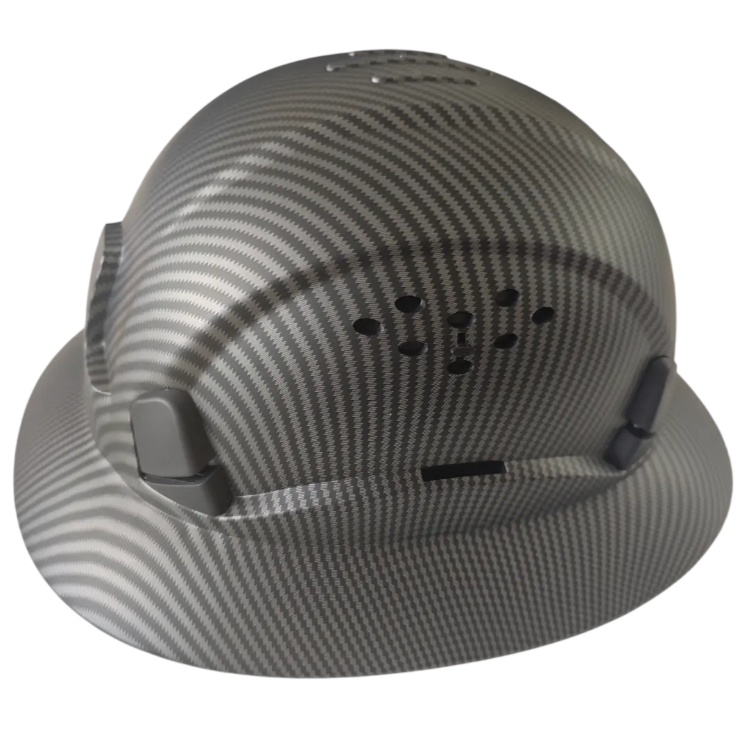 Unisex Vented Full Brim Hard Hat with 6-Point Suspension, Adjustable 53-63cm Fit, Built-in Sunshade Compatibility, Breathable Carbon Fiber Pattern, All Seasons Industrial Construction Outdoor Work Cap, Impact Safe