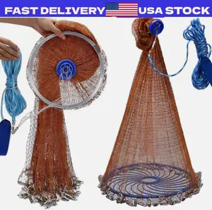 6/8/10/12/16/20FT Fishing Cast Net Bait Easy Throw Hand Cast Nylon Mesh