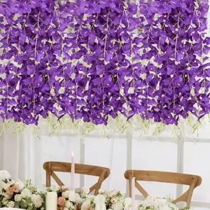 20pcs Outdoor Simulation Wisteria Strings, Bouquets, Holiday Decorations, Home & Garden, Suitable for Valentines Day & Weddings