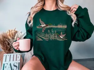 Retro Mallard Ducks Fall Sweatshirt, 90s Waterfowl Duck Outfit, Vintage Duck Shirt, Animal Lover Shirt, Vintage Fall Crewneck, Cute Fall Shirt