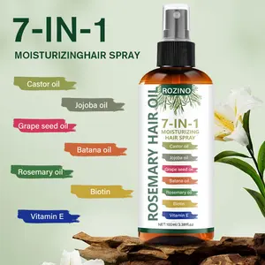 Rozino Rosemary Multi-Ingredient Hair Care Spray 7-in-1 Moisturizing Formula with Castor Jojoba Grape Seed Biotin & Vitamin E Oils 100ml