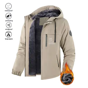 Menswear Plain Men's Thick Warm Fleece & Cashmere Lined Long Sleeve Hooded Winter Overcoat - Windproof, Insulated, H-Shaped Slim Pull-On Top, Casual Sports Jacket for Outdoor Activities, Cold Weather, Machine Washable