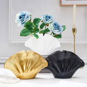 Colorful Artificial Rose Bouquet Set with Shell-Shaped Vase, Realistic Stems, No Maintenance, Perfect for Home Decor, Parties, Weddings
