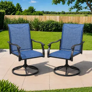 Outdoor Swivel Dining Chairs Set of 2, Textilene Patio Swivel Chair All Weather Outdoor Dining Chairs 360 Degree Rotating Metal Patio Rocking Chair for Lawn, Porch, Garden, Backyard, Poolside