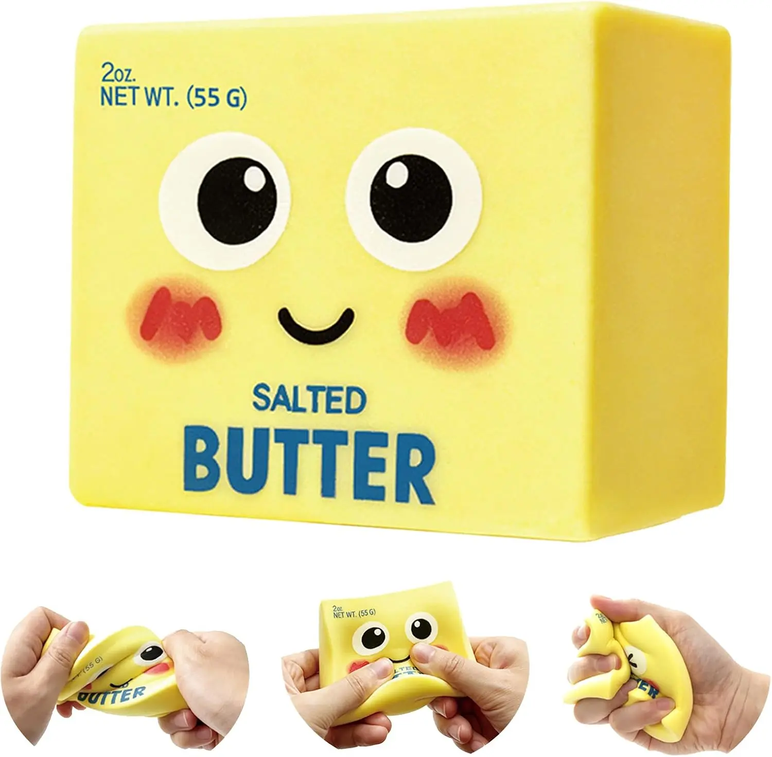 Cute Smile Face Butter Squishy Toy - BPA-Free, Non-Toxic, Unisex Slow-Rising Stretchy Dumpling, Calming Sensory Anxiety Relief Squeeze Toy for Kids, Office Desk Fidget Item