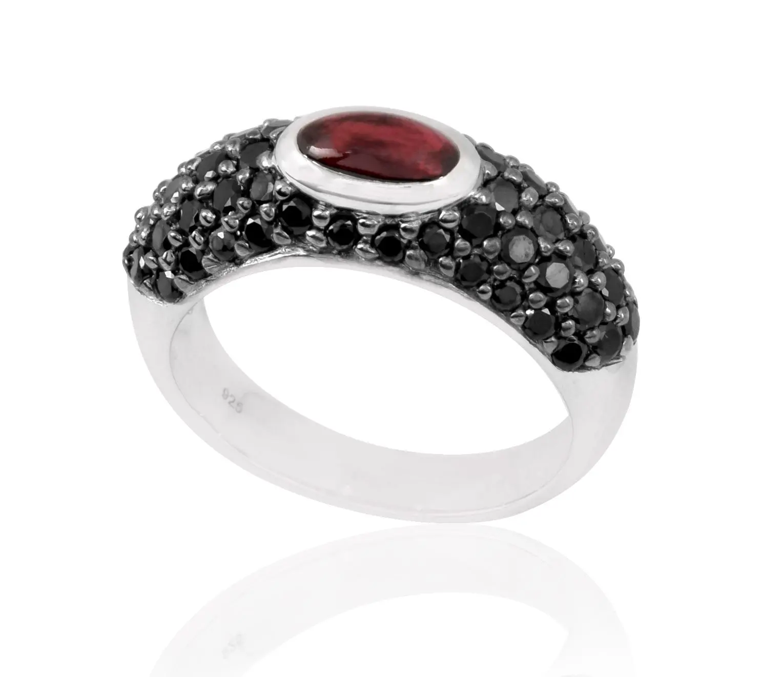Sterling Silver Garnet & Black Spinel Ring Sterling Silver Garnet & Black Spinel Ring