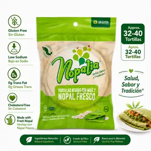 Nopalia Tortillas de Nopal 32 a 40 pcs Gluten Free Cactus Corn Tortillas, Fresh Nopal, Low Sodium, 450g