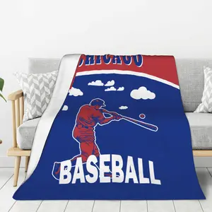 Chicago Baseball Flannel Blanket - Suitable for sofas, beds, living rooms, chairs, cars, beaches, travel, outdoor use, bedding for air-conditioned rooms - Rectangular shape, an excellent gift choice for sports enthusiasts