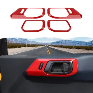 Carbon Fiber Finish Interior Door Handle Bowl Cover Trim Bezels, Decorative Automotive Inner Accessories for Ford Bronco 2021+ Car Interior Moldings Car Decorations Car Door Protector