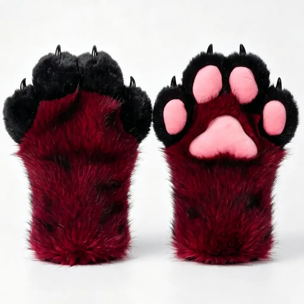 FURSUIT PAW GLOVES, Faux Fox Fur 3D Realistic Plush Animal Hand Paws, Soft Furry Cosplay Costume Accessories For Halloween Party, Ideal Holiday Gift For Girls & Furry Enthusiasts