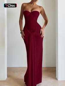 Valentine's Day Elegant Classy Formal Halter Dress with Bow Tie, Slim-Fitting Plain Design, All Seasons Fashion, Perfect Gift for Her