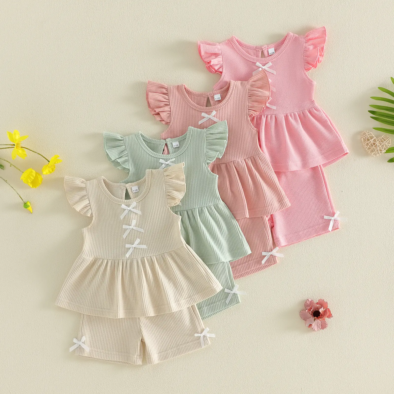 Canrulo Toddler Baby Girl Summer Clothes Ruffle Sleeveless Shirts Tank Tops Infant Girl Cute Bloomers Shorts Set Outfits