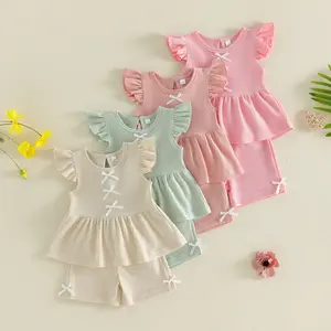 Canrulo Toddler Baby Girl Summer Clothes Ruffle Sleeveless Shirts Tank Tops Infant Girl Cute Bloomers Shorts Set Outfits