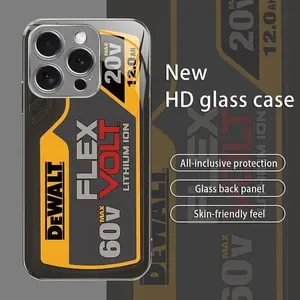 Personalized and minimalist industrial style hardcore phone case for iPhone 17 Pro Max 16 15 14 13 12 Plus New high-end glass mobile new business simple silicone protection electroplated silver glass mobile phone case anti-fall and anti-fingerprint 015-55