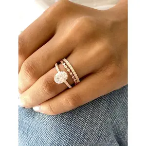 3.50 CTW Oval Cut, 3-Piece Wedding Ring Set