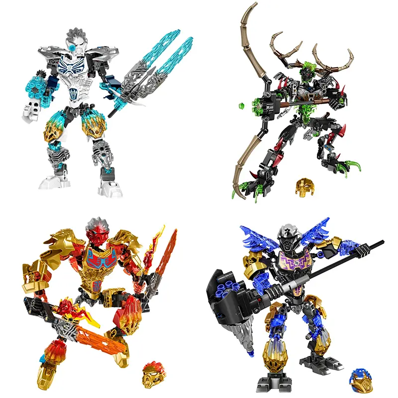 Bionicle Series Golden Mask Master Skull Warrior Building Blocks Hero Factory Fit Robot Bricks Toys For Boys Kids Christmas Gift
