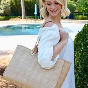 Melissa Natural Straw Tote Bag - Stylish Simple Design for Everyday Use