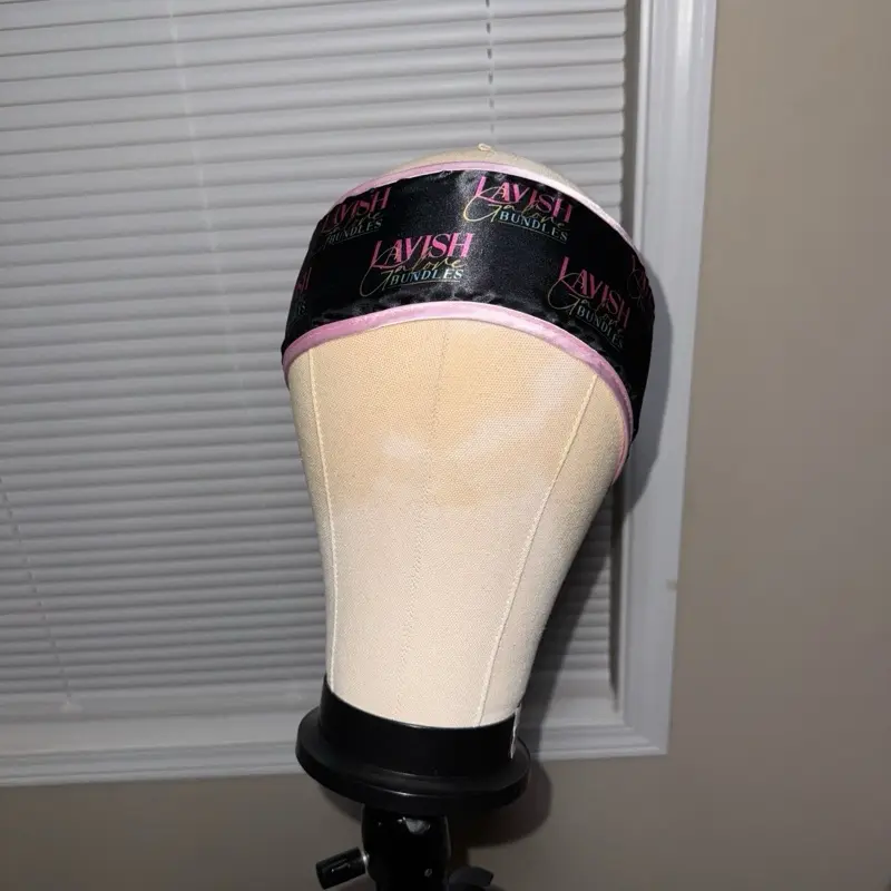 Lavish Silk Hair Scarf Wrap - Stylish Hair Accessory with Black and Pink Design